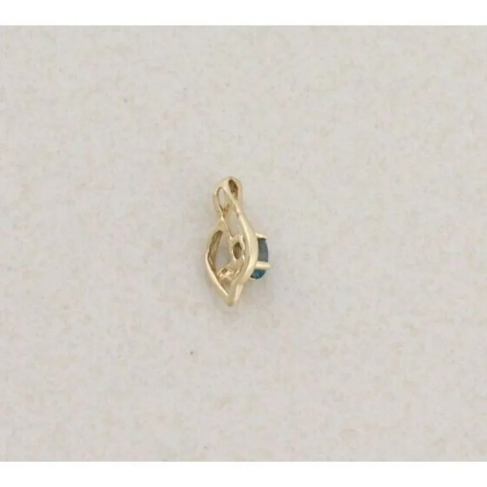 Pendant Only 14k Yellow Gold Natural Blue Topaz and Diamond Pendant - Picture 3 of 5